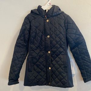 Ci Sono Girls Quilted Jacket w gold hardware, hood. Size M (10)
